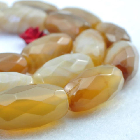 26 pcs of  Banded Agate faceted drum beads in 7 x14mm