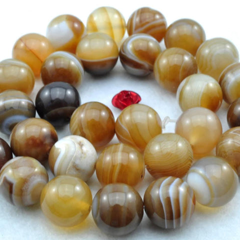 32 pcs of Banded Agate smooth round beads in 12mm
