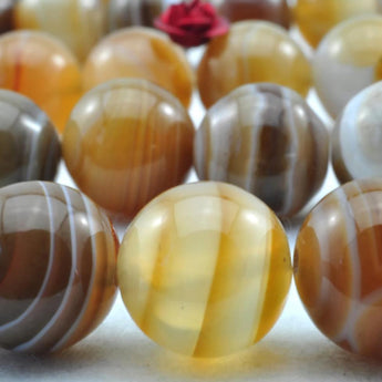 32 pcs of Banded Agate smooth round beads in 12mm