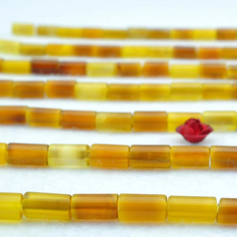 YesBeads 15 inches of Rainbow Agate smooth Tube Cylinder  beads in 4 x 8mm