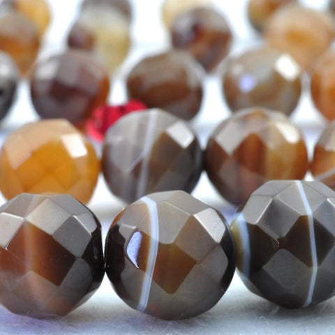 38 pcs of  Banded Agate faceted round beads in 10mm