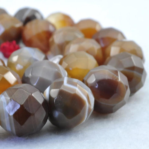 38 pcs of  Banded Agate faceted round beads in 10mm