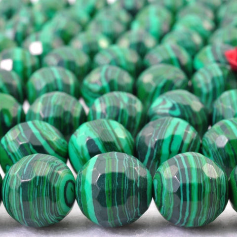 YesBeads Green Malachite Synthetic faceted round beads wholesale gemstone jewerly 15"