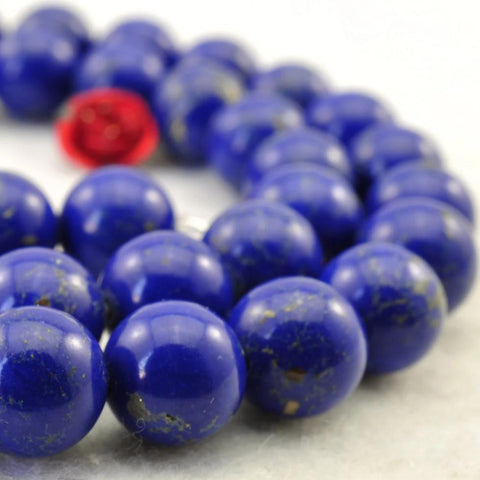 YesBeads Lapis Lazuli Synthetic stone smooth round beads wholesale jewelry making 15