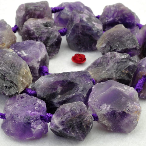 YesBeads 15.5 inches  Amethyst Rough Nugget Chunks  beads in 16x22mm~18x30mm