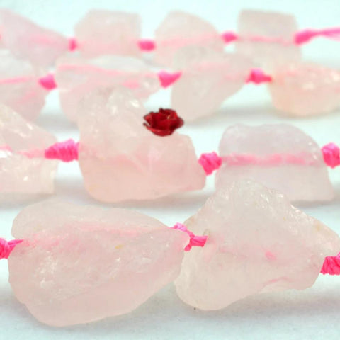 YesBeads 15.5 inches Natural Rose Quartz Rough Nugget Chunks  beads in 15x20~25x30mm