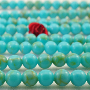 96 pcs of Chinese Turquoise smooth round beads in 4mm