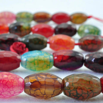 32 pcs of Fire Agate Faceted drum beads in 8x12mm
