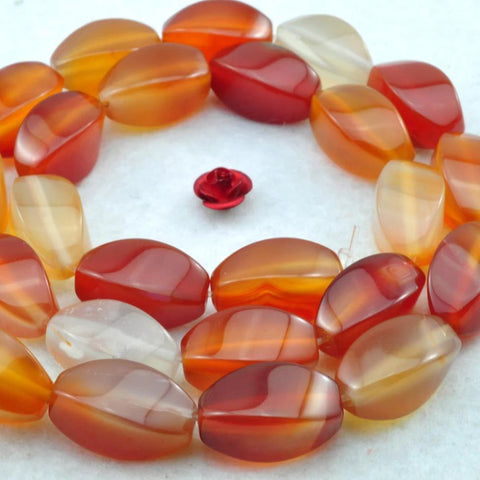 23 pcs of Rainbow Agate smooth twist beads in 8 x16mm