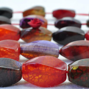 24 pcs of Fire Agate smooth twist beads in 8 x 16mm