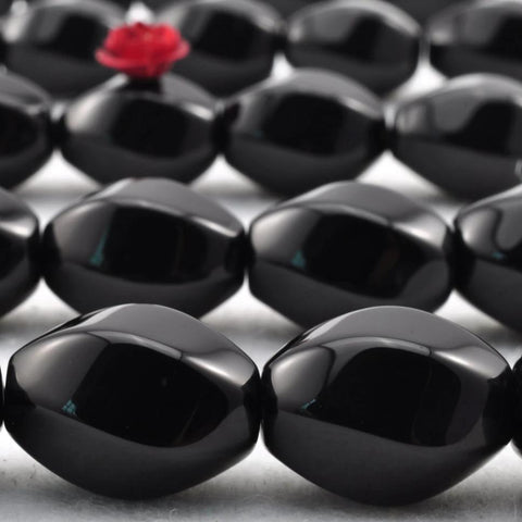 YesBeads natural Black Onyx smooth drum loose beads gemstone wholesale jewelry making 15''