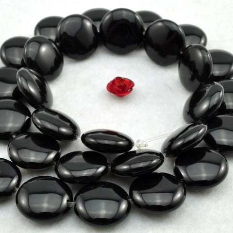 28 pcs of Black Onyx smooth coin beads in 14mm