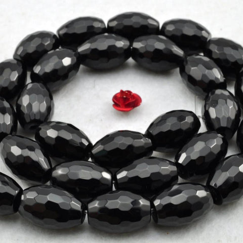 YesBeads 15 inches of Black Onyx smooth rice beads in 5x13mm