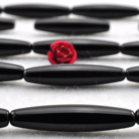 YesBeads 15 inches of Black Onyx smooth rice beads in 13x18mm