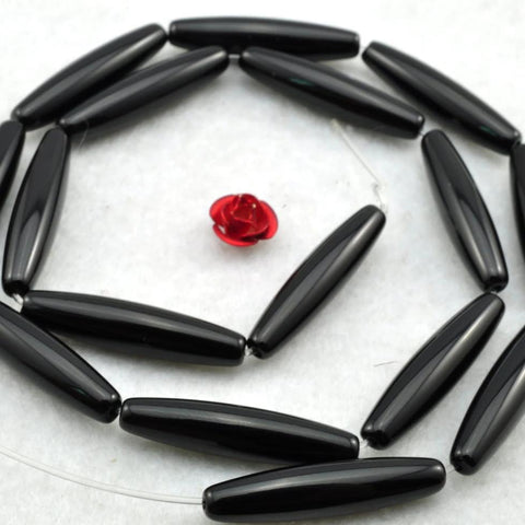 YesBeads 15 inches of Black Onyx smooth rice beads in 13x18mm