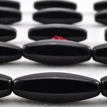 YesBeads 16 pcs of Black Onyx smooth rice beads in 8x25mm
