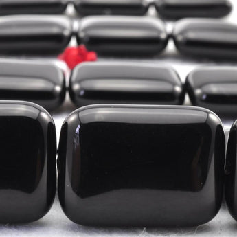 YesBeads 15 inches of Black Onyx smooth rectangle beads in 22x30mm
