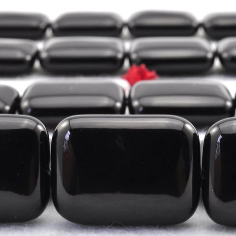 YesBeads 15 inches of Black Onyx smooth rectangle beads in 10x14mm