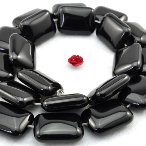 YesBeads 15 inches of Black Onyx smooth rectangle beads in 10x14mm