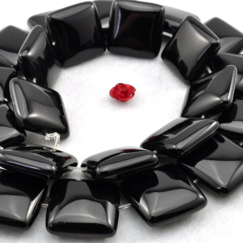 YesBeads 15 inches of Black Onyx smooth square beads in 14x14mm