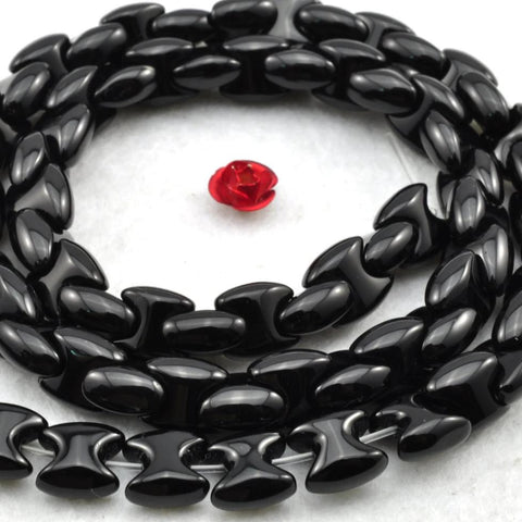 15 inches of Black Onyx smooth axe chain  beads in 8X8mm