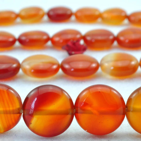 YesBeads Natural Red Agate smooth coin beads wholesale gemstone jewelry 10mm 15"