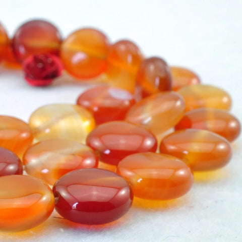 YesBeads Natural Red Agate smooth coin beads wholesale gemstone jewelry 10mm 15"