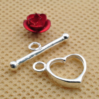 925 Sterling Silver Toggle Clasp closed heart textured rings jewelry findings bracelet necklace diy