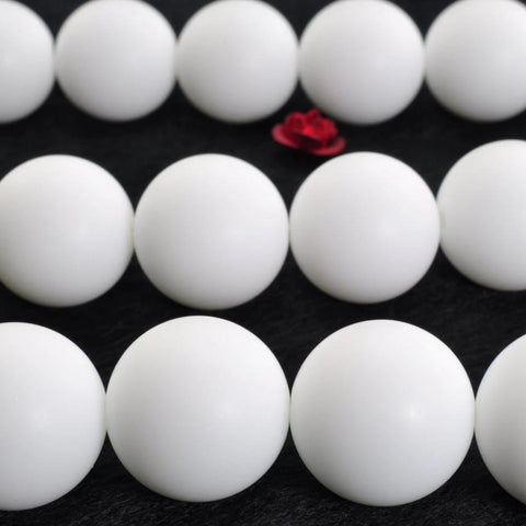 YesBeads White Ceramic matte round loose beads wholesale gemstone jewelry making 15"