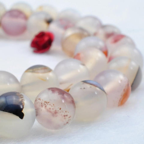 47 pcs of  Natural Agate smooth round beads in 8mm