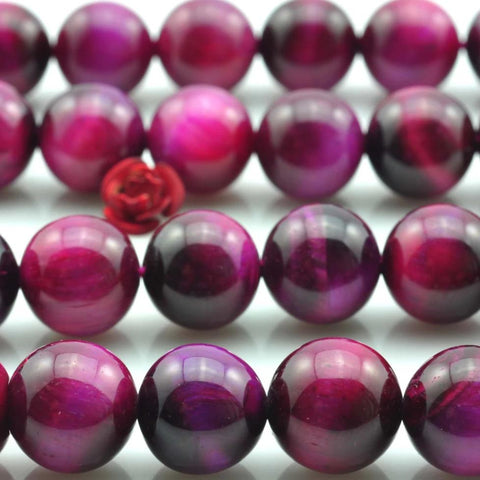 YesBeads Rose Red Tiger Eye smooth round beads wholesale gemstone jewlery making 15"