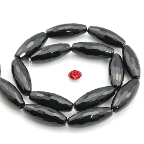 Black Onyx faceted rice beads wholesale loose gesmtones for jewelry making diy bracelet