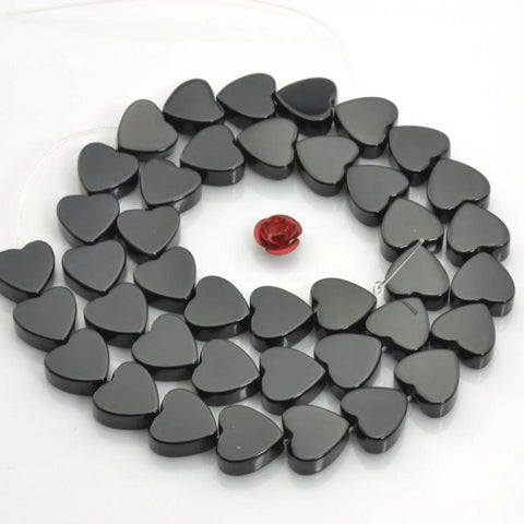YesBeads 15 inches of Black Onyx smooth heart beads in 10X10mm