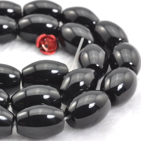 YesBeads 15 inches of Black Onyx smooth rice beads in 10x14mm