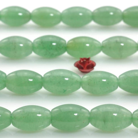 32 pcs of Green Aventurine smooth rice beads in 8x12mm
