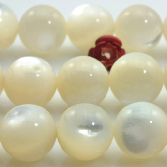 6 pcs MOP of A A Grade Natural white Mother, Pearl Shell Gemstone Grade smooth round beads in 10mm