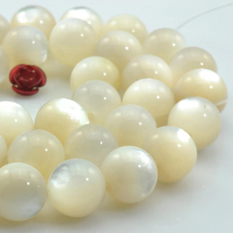 6 pcs MOP of A A Grade Natural white Mother, Pearl Shell Gemstone Grade smooth round beads in 10mm
