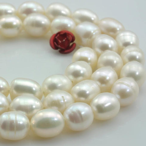YesBeads Natural Fresh Water Pearl smooth rice beads wholesale gemstone jewelry 15"