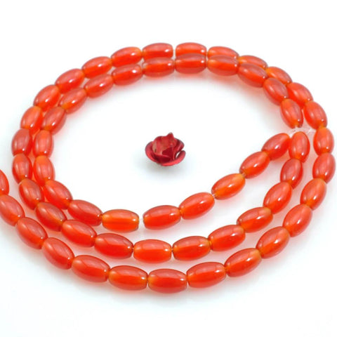 58 pcs of Carnelian smooth drum beads in 4x6mm