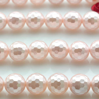 48 pcs of  Shell Pearl faceted round beads in 8mm