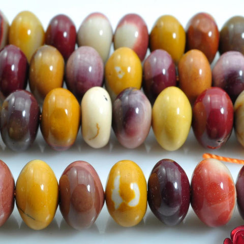 YesBeads 15 inches of Mookaite smooth rondelle beads in 6x10mm