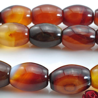 24 pcs of Rainbow Agate smooth rice beads in 12x16mm