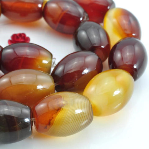 24 pcs of Rainbow Agate smooth rice beads in 12x16mm