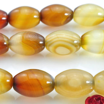 26 pcs of Rainbow Agate smooth rice beads in 10x14mm