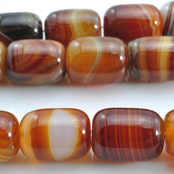YesBeads Natural Brown Banded Agate smooth barrel beads wholesale gemstone jewelry