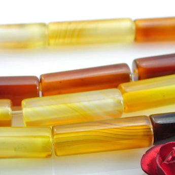 28 pcs of Rainbow Agate smooth tube cylinder beads in 4 x 13 mm