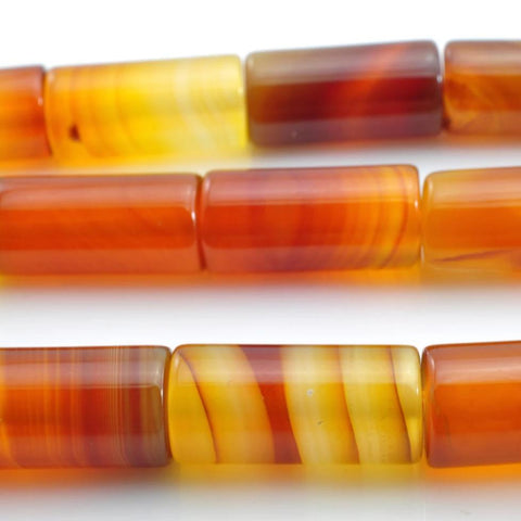 22 pcs of Rainbow Agate smooth tube cylinder beads in 8 x 16mm