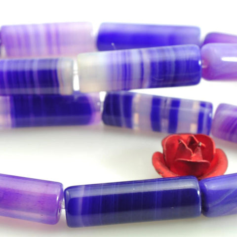 28 pcs of Purple Agate smooth Tube Cylinder beads in 4 x 13mm
