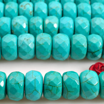 YesBeads 15.5 inches of Chinese Turquoise faceted rondelle beads in 6x10mm