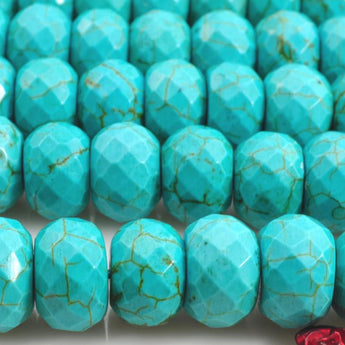 YesBeads 15 inches of Chinese Turquoise faceted rondelle beads in 8x12mm